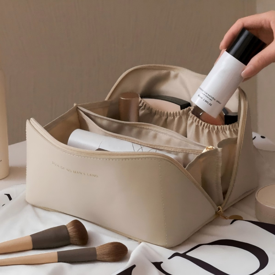 Beauty Home Makeup - Large Capacity Waterproof Makeup Bag White