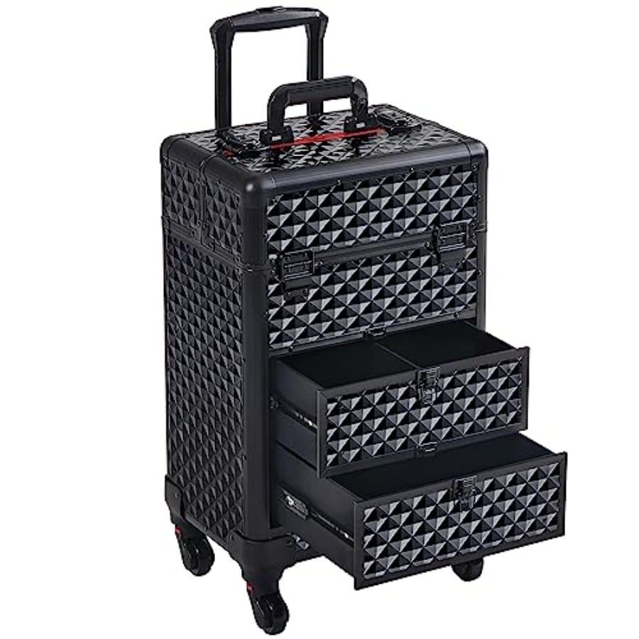 Beauty Of Makeup - Rolling Makeup Train Case with Drawers