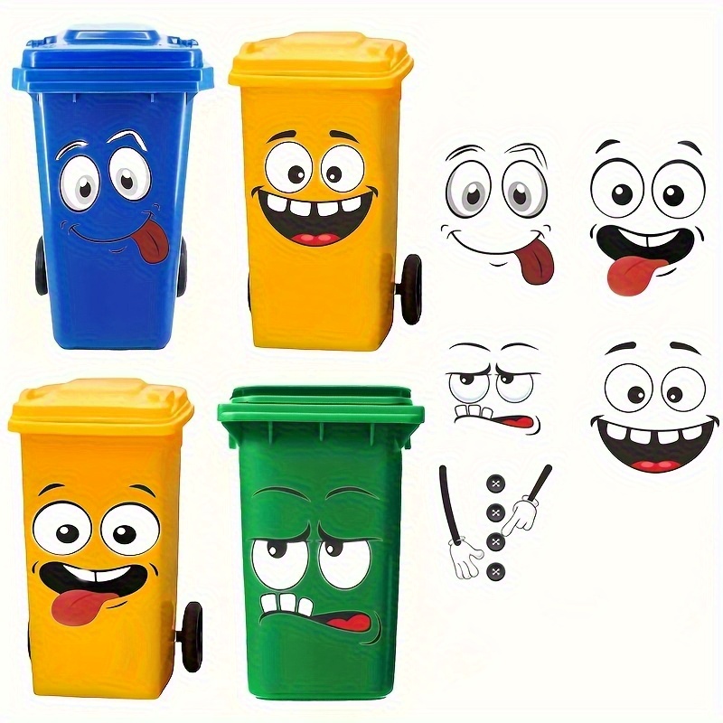 Beauty Glazed Makeup - 4pcs cartoon face self-adhesive PVC stickers,expression