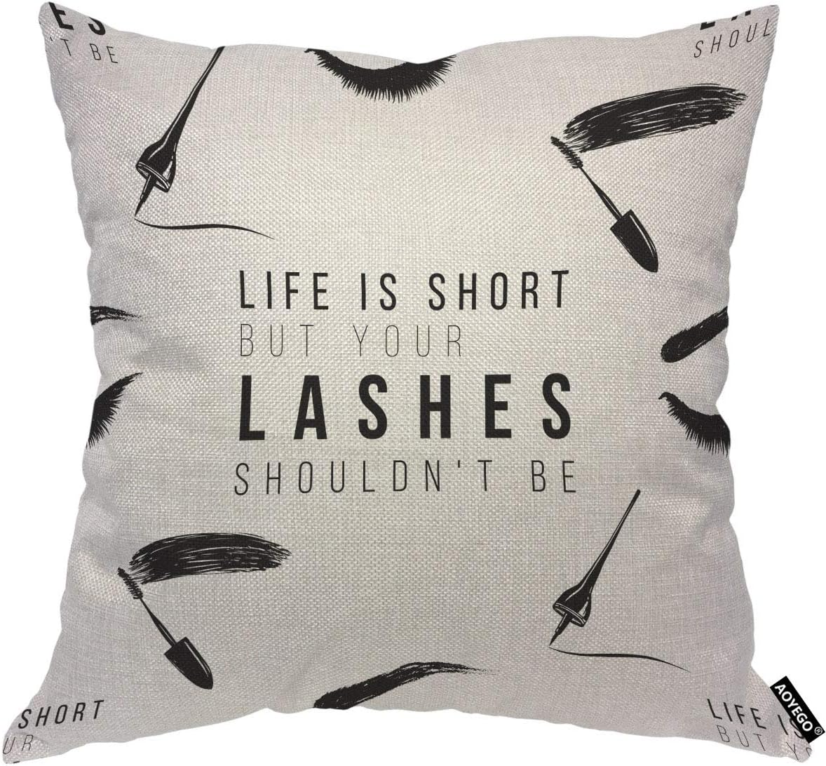 Funny Eyelash Quote Pillow Cov - Beauty Makeup Quotes Short reseña y precio