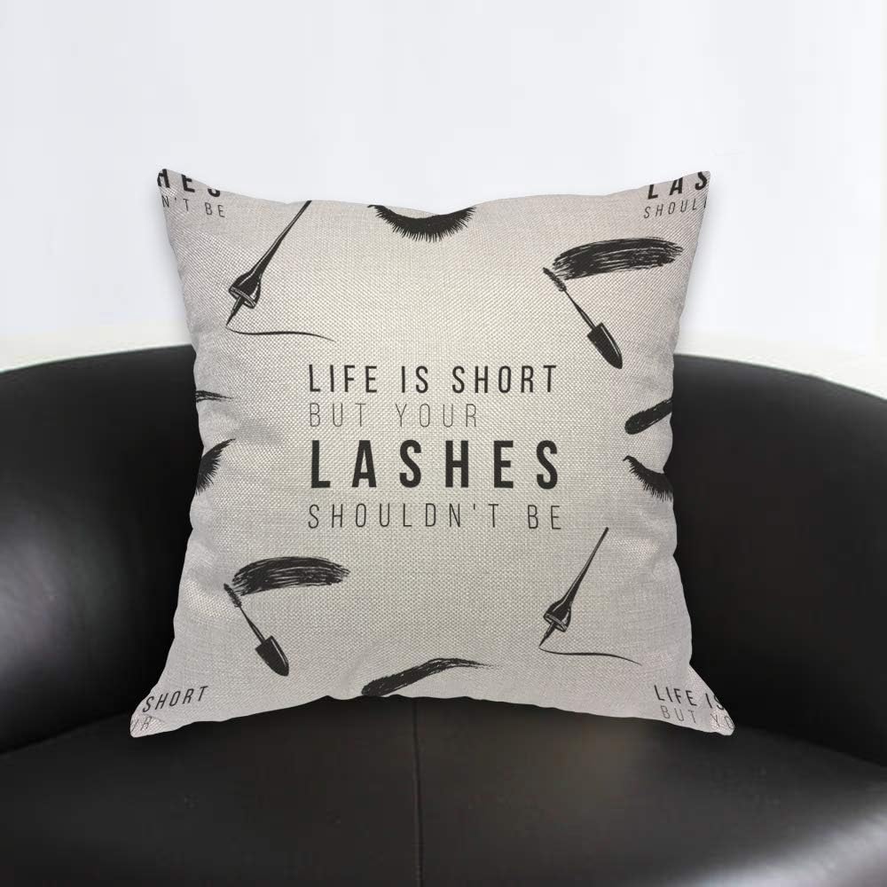 Funny Eyelash Quote Pillow Cov - Beauty Makeup Quotes Short reseña y precio