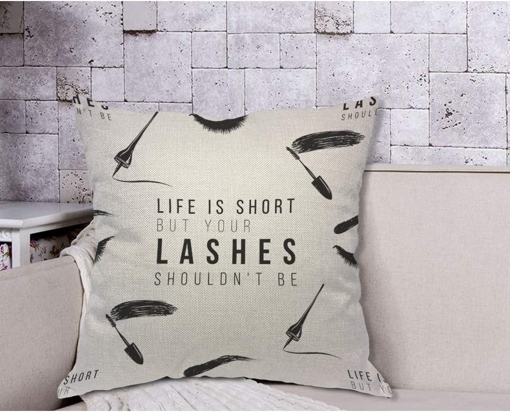 Funny Eyelash Quote Pillow Cov - Beauty Makeup Quotes Short reseña y precio