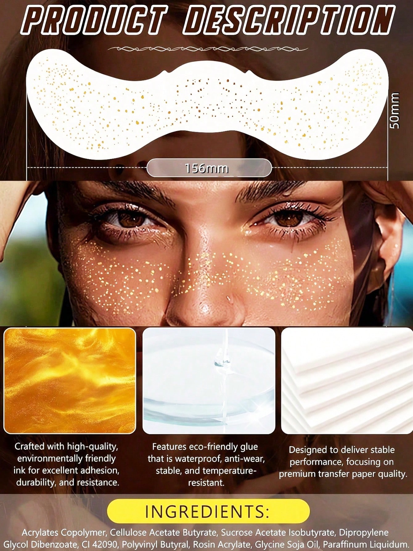 6 Sheets Waterproof Gold Glitt - Beauty Glazed Makeup reseña y precio