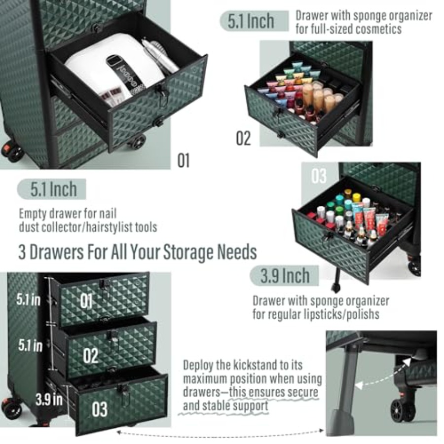Nail Trolley Cart with 3 Drawe - Beauty Of Makeup reseña y precio