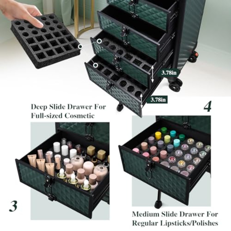 Nail Salon Cart with 4 Drawers - Beauty Of Makeup reseña y precio