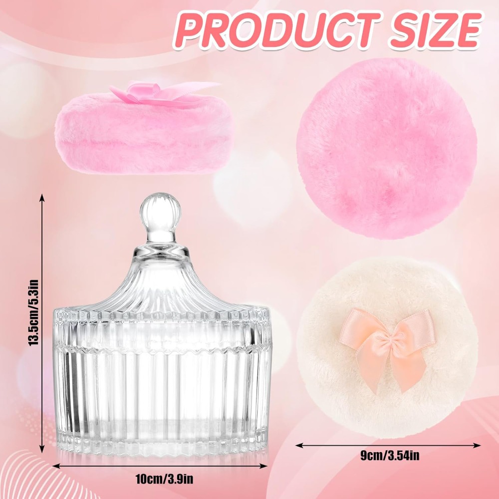 Powder Puff with Glass Storage - Beauty Makeup Gift Sets reseña y precio
