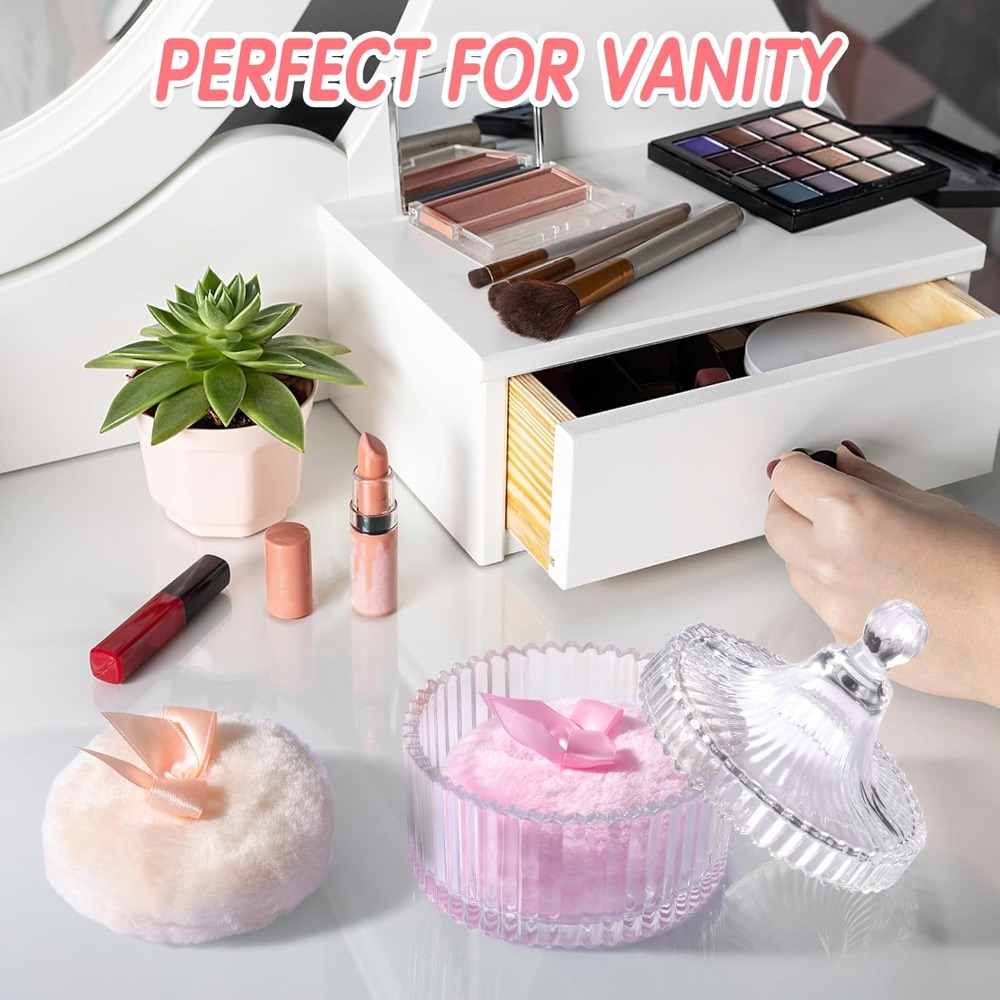 Powder Puff with Glass Storage - Beauty Makeup Gift Sets reseña y precio