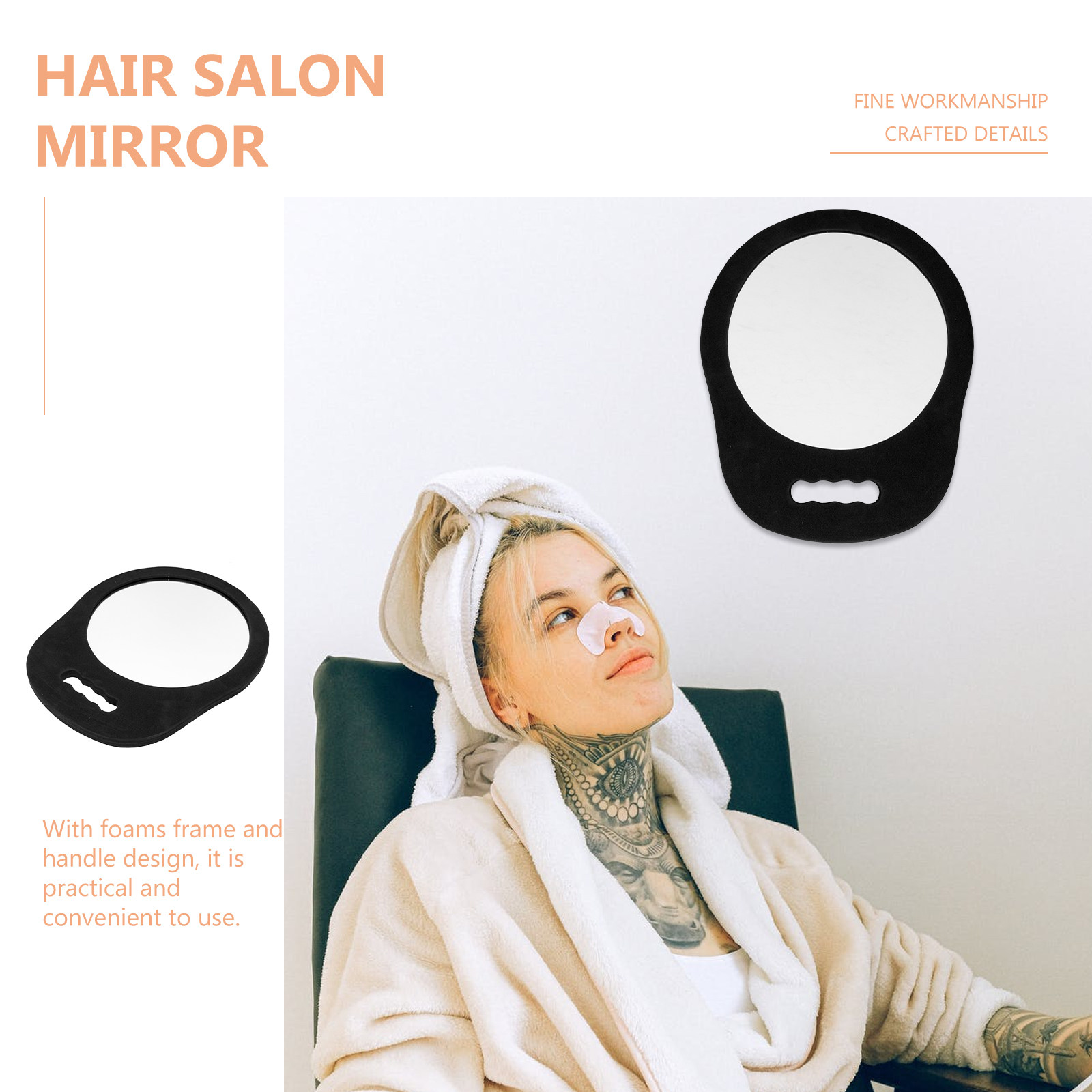 Round Foam Frame Handheld Mirr - Beauty And Makeup Studio reseña y precio
