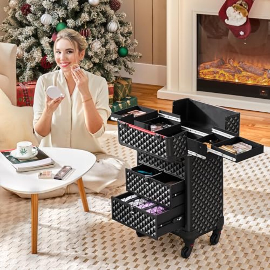 Rolling Makeup Train Case with - Beauty Of Makeup reseña y precio