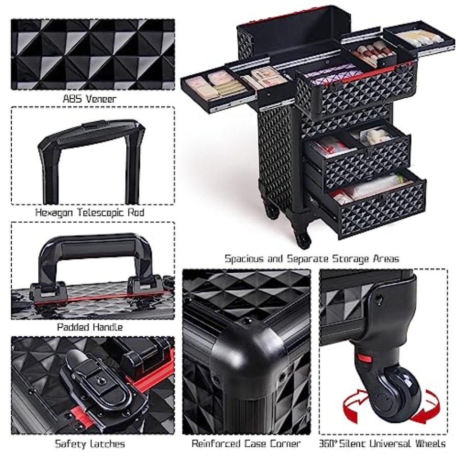 Rolling Makeup Train Case with - Beauty Of Makeup reseña y precio