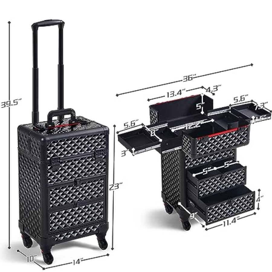 Rolling Makeup Train Case with - Beauty Of Makeup reseña y precio